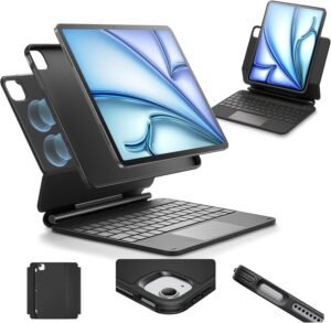 ESR iPad Air 11 Inch Case with Keyboard (M3,2025/M2,2024) & iPad Pro 11/Air 5/4 Gen Keyboard, Easy-Set Magnetic Stand, Portrait/Raised Modes, with Removable Protective Case,...