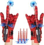 Spider Shooter Boys Girls Toy - 2 Pack Web Shooters for Kids Super Hero Toys with Spider Gloves Launcher Wrist Toys Sucking Disc Bullets for Boy Girl Age 3-14 Birthday Gifts...