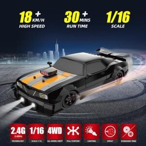 [Today Only Free Shipping]RC Drift Car 2.4GHz 1:16 Scale 4WD High Speed Remote Control Cars Vehicle with LED Lights Two Batteries and Drifting Tires Racing Sport Toy Cars for...